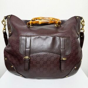 Gucci XL Guccissima Leather Bamboo Tote Bag